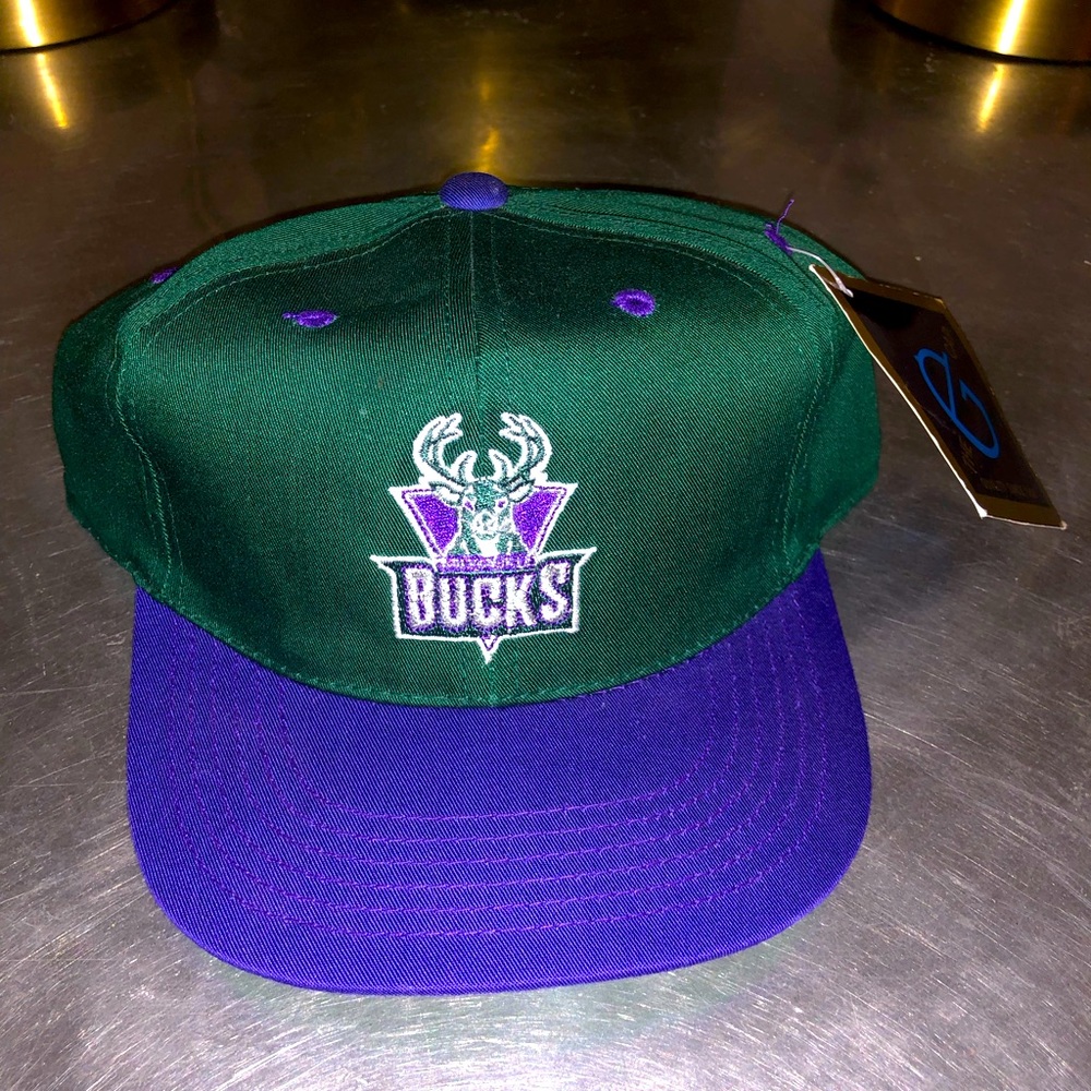Vintage 90s NBA Bucks Toddler Snapback Green Purple By The G-Cap Ages 2-4 Yrs